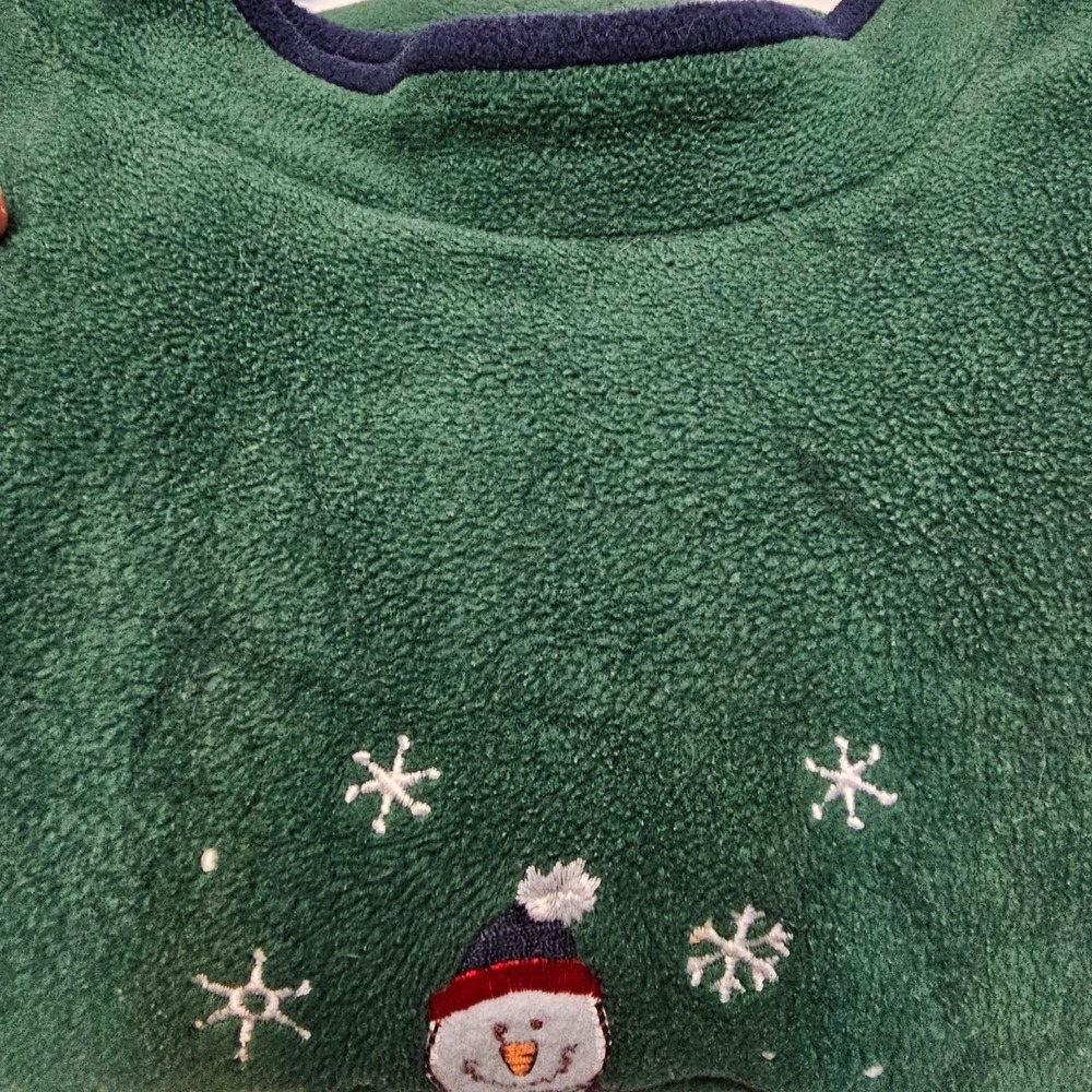 Womens L Christmas Holiday Snowman Pullover Fleece Embroidered Top Winter Snow - Picture 11 of 11